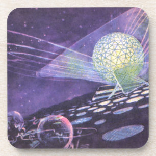 Vintage Science Fiction, ein leuchtendes Orb mit A Untersetzer