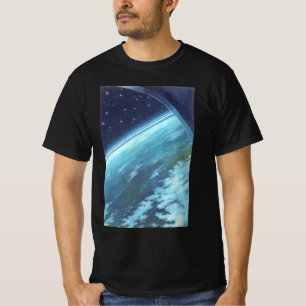 Vintage Science Fiction, Erde am Abend mit Sternen T-Shirt