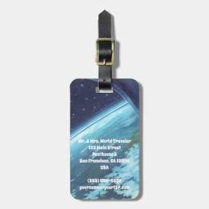Vintage Science-Fiction, Erde bei Nacht mit Sterne Gepäckanhänger