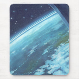 Vintage Science-Fiction, Erde bei Nacht mit Sterne Mousepad