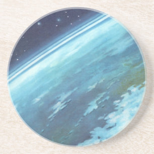 Vintage Science-Fiction, Erde bei Nacht mit Sterne Sandstein Untersetzer