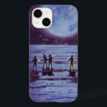 Vintage Science Fiction Erde Rover Außerirdischen  Case-Mate iPhone 14 Hülle<br><div class="desc">Vintage Illustration futuristische Außerirdischen und Roboter Science Fiction Bild mit einem klassischen 50er Comic Buch Design. Retro-Sci-Fi-Design mit Alien-Astronauten auf einem fremden Planeten mit einem Raumfahrzeug,  Mondrover oder Mondrover und Blick auf die Erde und den Weltraum und winkend. Ein dunkler Himmel mit hellen Sternen und Planeten.</div>