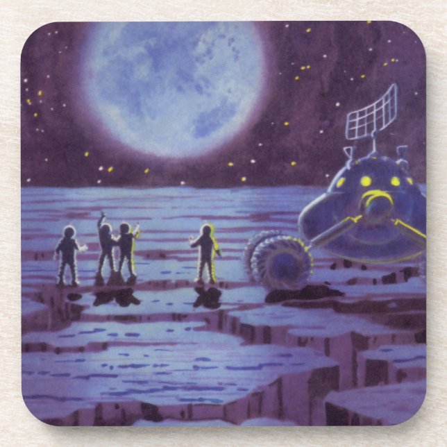 Vintage Science Fiction Erde Rover Außerirdischen  Untersetzer (Vorderseite)