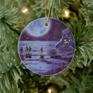 Vintage Science-Fiction-Erderover - Aliens auf dem Keramik Ornament