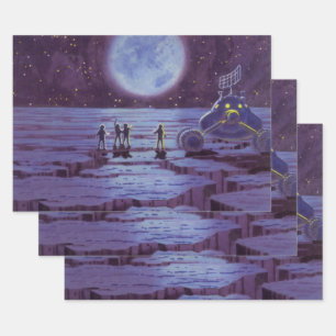 Vintage-Science-Fiction-Erderover-Aliens-auf-dem-M Geschenkpapier Set