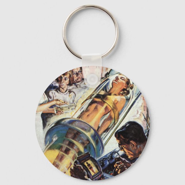 Vintage Science Fiction, Experiment mit Labradoren Schlüsselanhänger (Vorderseite)