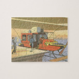 Vintage Science Fiction Flugzeug Hubschrauber Limo Puzzle