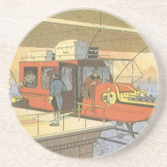 Vintage Science Fiction Flugzeug Hubschrauber Limo Untersetzer (Vorne)