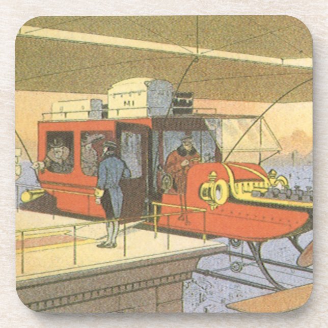 Vintage Science Fiction Flugzeug Hubschrauber Limo Untersetzer (Vorderseite)