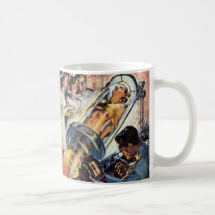 Vintage Science-Fiction, Frau im Laborexperiment Kaffeetasse