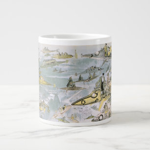 Vintage Science Fiction Futuristische Autos, Taxis Jumbo-Tasse