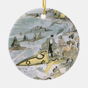 Vintage Science Fiction Futuristische Autos, Taxis Keramik Ornament