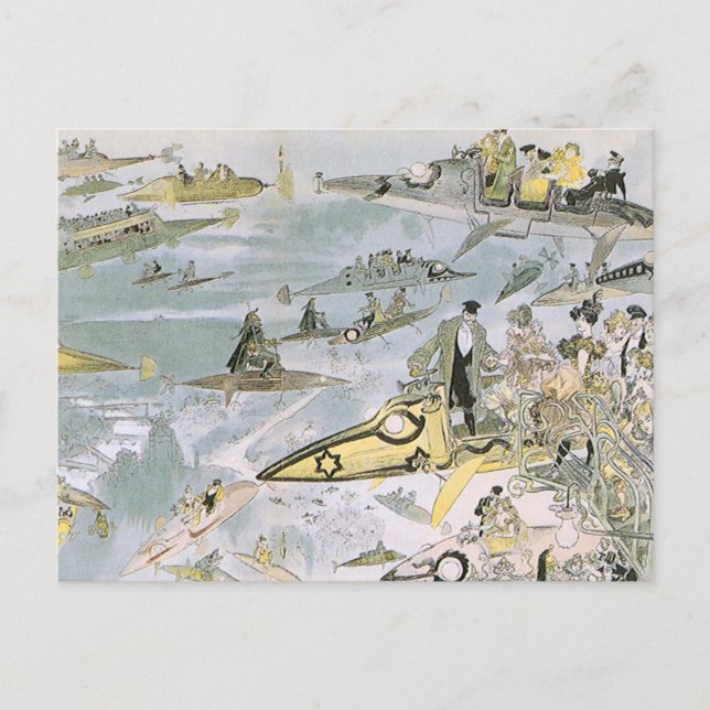Vintage Science Fiction Futuristische Autos, Taxis Postkarte (Vorderseite)