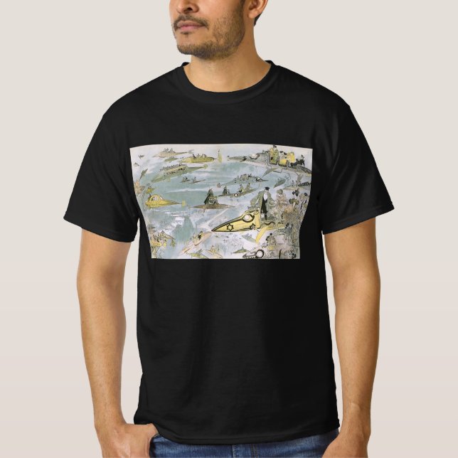 Vintage Science Fiction Futuristische Autos, Taxis T-Shirt (Vorderseite)