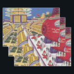 Vintage Science Fiction, futuristische New York Ci Geschenkpapier Set<br><div class="desc">Vintages Bild der Reise und der Science Fiction des Transports mit einem futuristischen Flughafen mit einem Flugzeug, das von New York City in den USA nach Sydney, Australien fliegt. Ein klassisches Comic Buch Zukunft Retro-Sci-Fi-Design mit Menschen in persönlichen fliegenden Flugzeug-Autos.</div>