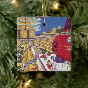 Vintage Science Fiction, futuristische New York Ci Keramikornament
