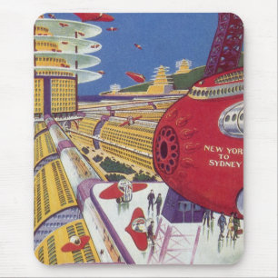 Vintage Science Fiction, futuristische New York Ci Mousepad