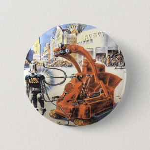 Vintage Science Fiction Futuristische Stadt Alien  Button
