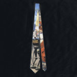 Vintage Science Fiction Futuristische Stadt Alien  Krawatte<br><div class="desc">Vintage Illustration futuristische Science Fiction Außerirdischen und Roboter Image. Ein klassisches Retro-Sci-Fi-futuristisches Design mit Außerirdischen in einem Kampf oder Kampf in einer Metropole der Zukunft mit Gebäude in Ruinen überall um sie herum.</div>