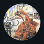 Vintage Science Fiction Futuristische Stadt Alien  Magnet<br><div class="desc">Vintage Illustration futuristische Science Fiction Außerirdischen und Roboter Image. Ein klassisches Retro-Sci-Fi-futuristisches Design mit Außerirdischen in einem Kampf oder Kampf in einer Metropole der Zukunft mit Gebäude in Ruinen überall um sie herum.</div>