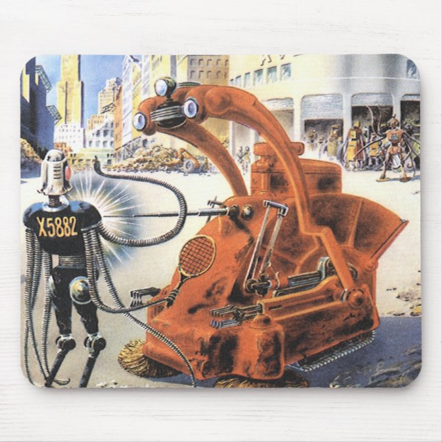Vintage Science Fiction Futuristische Stadt Alien  Mousepad (Vorne)