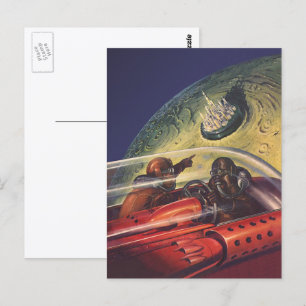 Vintage Science Fiction, futuristische Stadt auf d Postkarte