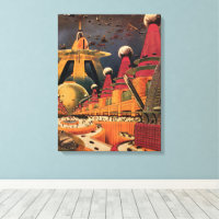 Vintage Science-Fiction futuristische Stadt fliege