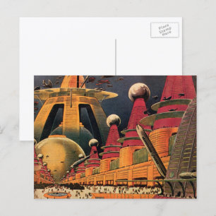 Vintage Science-Fiction futuristische Stadt Flugau Postkarte