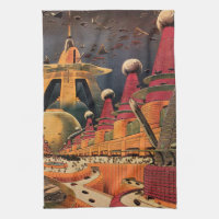 Vintage Science Fiction Futuristische Stadt Flying