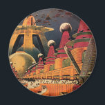 Vintage Science Fiction Futuristische Stadt Flying Magnet<br><div class="desc">Vintages Bild der Reise-und Transport-Science Fiction mit einem klassischen Comic-Buch Retro sci,  wenn urbane Umgebung mit einer Stadt der Zukunft. Die architektonischen Gebäude sind wie Kegel geformt und die Fahrzeuge fliegen wie Vögel,  während sich Menschenmassen durch die Metropole bewegen.</div>