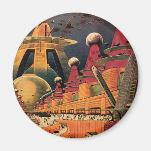 Vintage Science Fiction Futuristische Stadt Flying Magnet