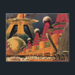 Vintage Science Fiction Futuristische Stadt Flying Postkarte<br><div class="desc">Vintages Bild der Reise-und Transport-Science Fiction mit einem klassischen Comic-Buch Retro sci,  wenn urbane Umgebung mit einer Stadt der Zukunft. Die architektonischen Gebäude sind wie Kegel geformt und die Fahrzeuge fliegen wie Vögel,  während sich Menschenmassen durch die Metropole bewegen.</div>