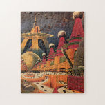 Vintage Science Fiction Futuristische Stadt Flying Puzzle<br><div class="desc">Vintages Bild der Reise-und Transport-Science Fiction mit einem klassischen Comic-Buch Retro sci,  wenn urbane Umgebung mit einer Stadt der Zukunft. Die architektonischen Gebäude sind wie Kegel geformt und die Fahrzeuge fliegen wie Vögel,  während sich Menschenmassen durch die Metropole bewegen.</div>