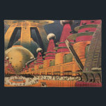 Vintage Science Fiction Futuristische Stadt Flying Tischset<br><div class="desc">Vintages Bild der Reise-und Transport-Science Fiction mit einem klassischen Comic-Buch Retro sci,  wenn urbane Umgebung mit einer Stadt der Zukunft. Die architektonischen Gebäude sind wie Kegel geformt und die Fahrzeuge fliegen wie Vögel,  während sich Menschenmassen durch die Metropole bewegen.</div>