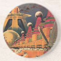Vintage Science Fiction Futuristische Stadt Flying