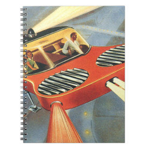 Vintage Science-Fiction futuristisches Flugauto Notizblock