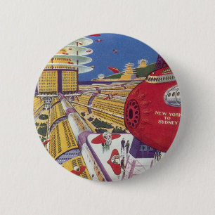 Vintage Science-Fiction, futuristisches New York C Button
