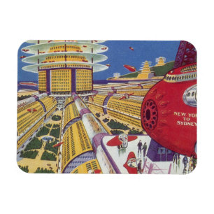 Vintage Science-Fiction, futuristisches New York C Magnet