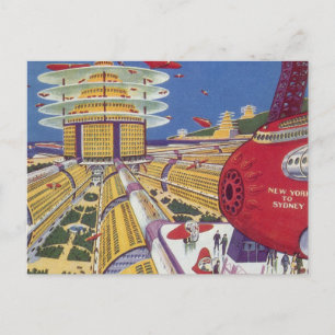 Vintage Science-Fiction, futuristisches New York C Postkarte