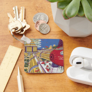 Vintage Science-Fiction, futuristisches New York C Schlüsselanhänger