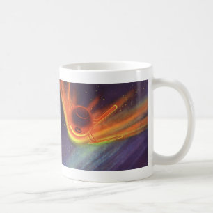 Vintage Science Fiction, glühende Rakete im Weltra Kaffeetasse
