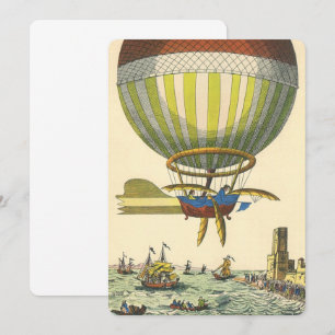 Vintage-Science-Fiction-Heißluftballon-Luftschiff Einladung