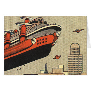 Vintage Science-Fiction-Kreuzfahrtschiff-Hubschrau