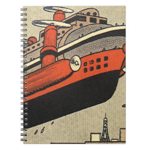 Vintage Science-Fiction-Kreuzfahrtschiff-Hubschrau Notizblock