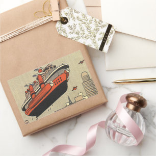 Vintage Science-Fiction-Kreuzfahrtschiff-Hubschrau Rechteckiger Aufkleber