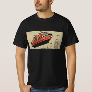 Vintage Science-Fiction-Kreuzfahrtschiff-Hubschrau T-Shirt