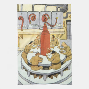 Vintage Science-Fiction, Labortechniker essen Handtuch