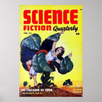 Vintage Science Fiction Mann isst Pflanze