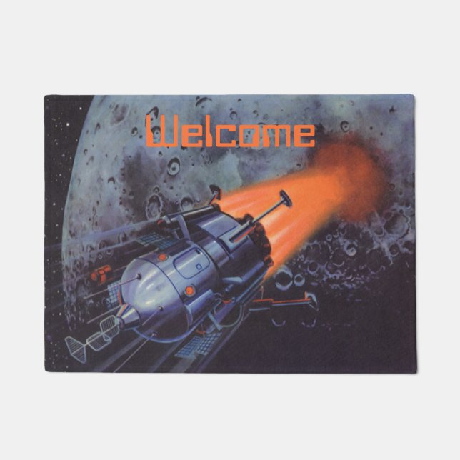Vintage Science Fiction, Mondrakete abstrahlen Fußmatte (Vorderseite)