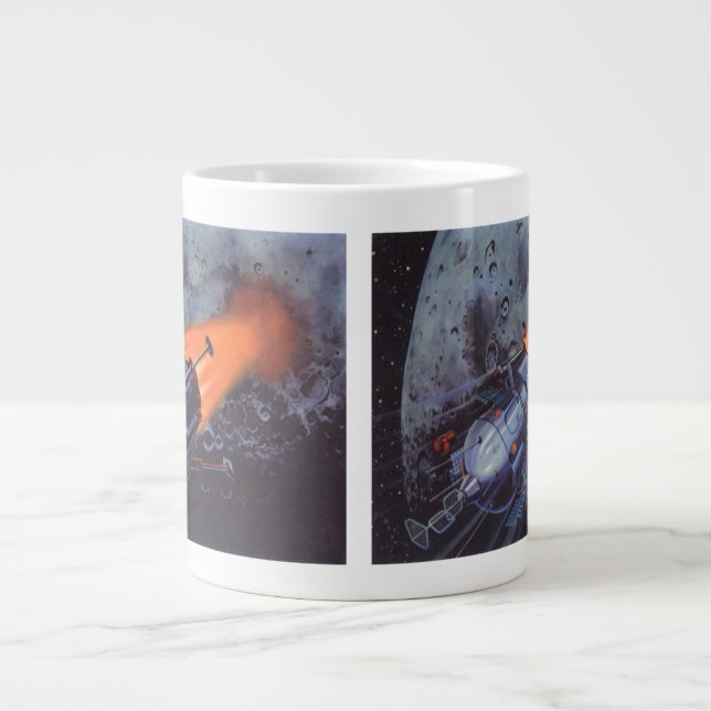 Vintage Science Fiction, Mondrakete abstrahlen Jumbo-Tasse (Vorderseite)